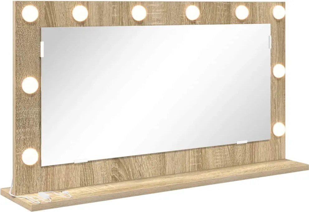 vidaXL Toalett Tükör Sonoma tölgy 80 x 45 x 18 cm Üveg és mérnöki fa