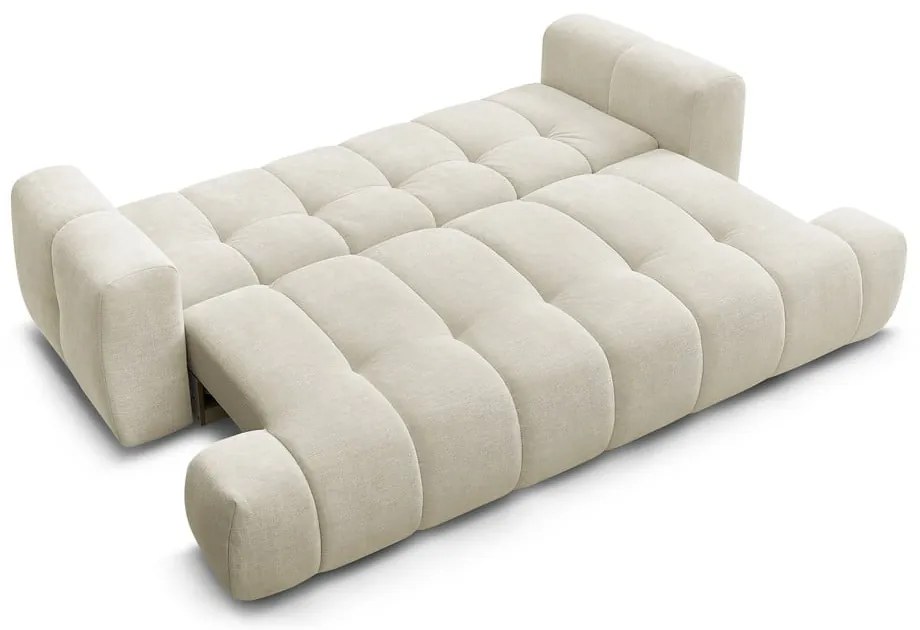 Bézs kinyitható-tárolóhelyes kanapé 251 cm Fuji – Bobochic Paris