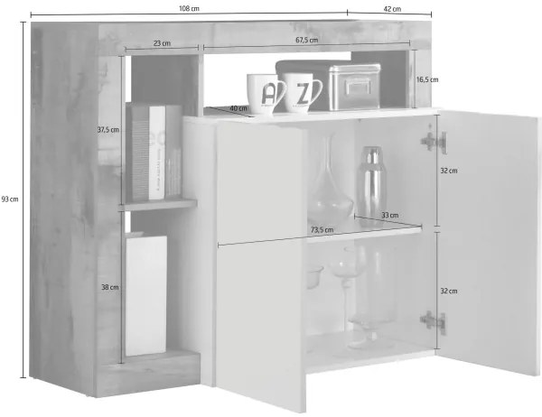 Komód LENOR fehér/antracit