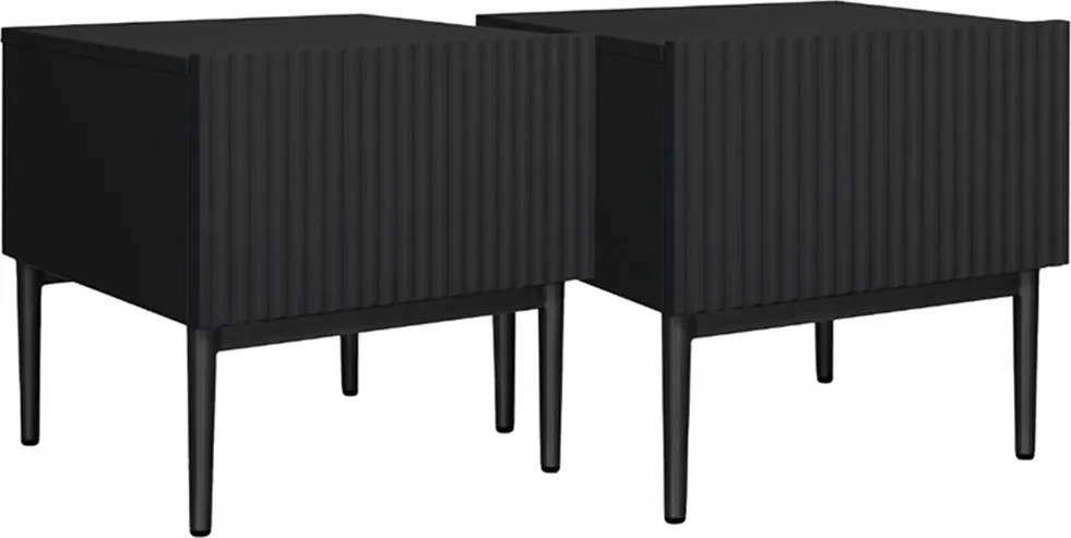 Nicole éjjeliszekrény készlet 46 cm - fekete / fekete lábak