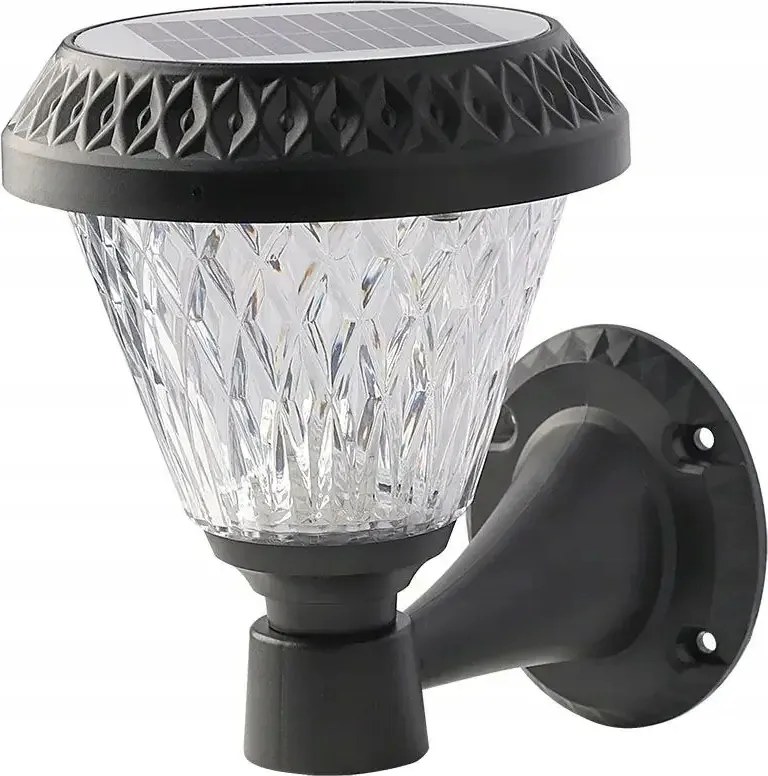 Kültéri LED-es napelemes kerti fali lámpa távirányítóval fekete V-tac