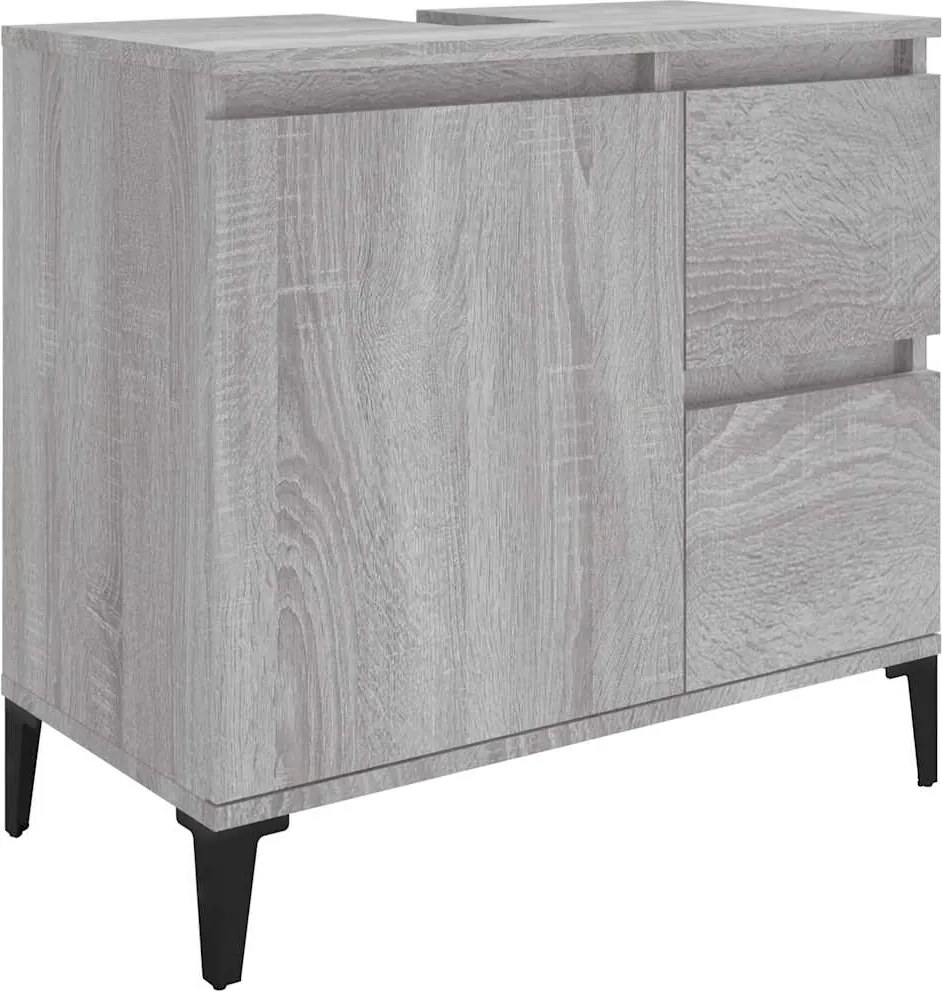 vidaXL szürke sonoma színű szerelt fa fürdőszobaszekrény 65x33x60 cm
