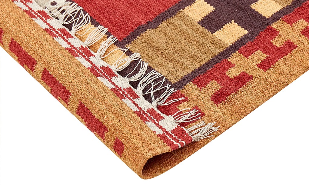 Színes kilim gyapjúszőnyeg 160 x 230 cm PARAKAR Beliani