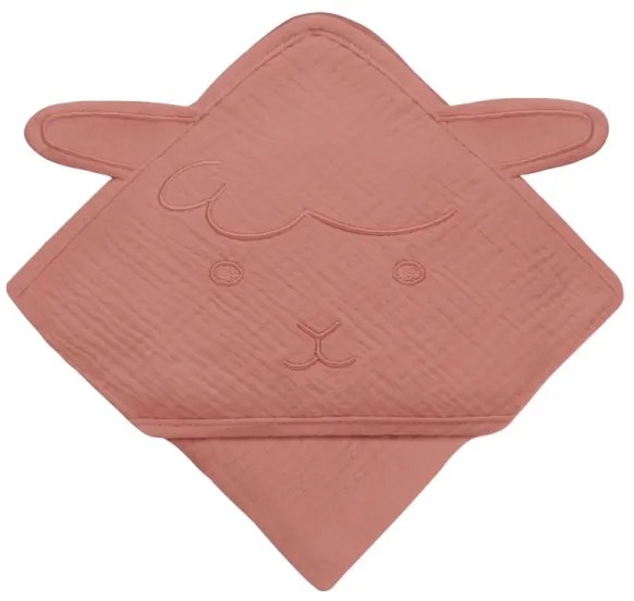 Lionelo - Gyerek kapucnis muszlin törölköző Korallvörös