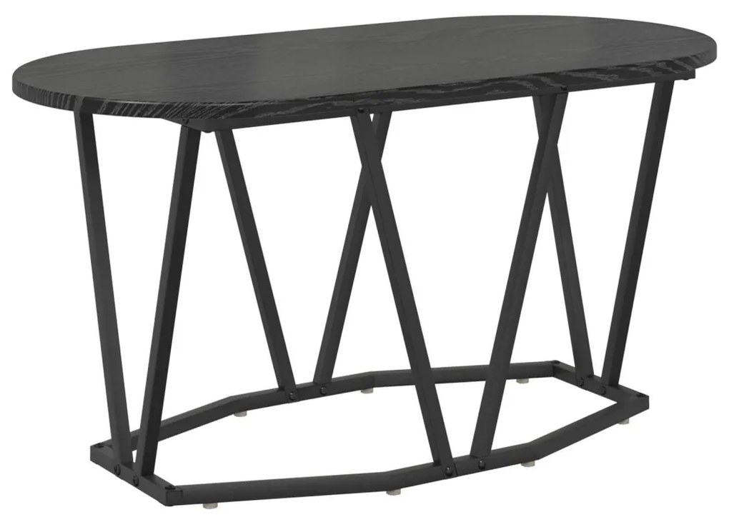 Fekete Tömörfa Dohányzóasztal 80x40x40,5 cm Műgyantával és Fémmel