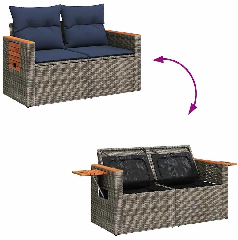vidaXL 8 részes barna polyrattan akácfa kerti ülőgarnitúra párnákkal