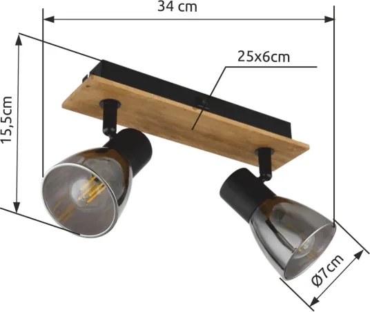 Globo 54307-2W - Fali spotlámpa CLAUDE 2xE14/40W/230V fekete/fa