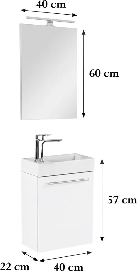 Fantastic fürdőszoba bútor Melanie tükörrel, fehér színben