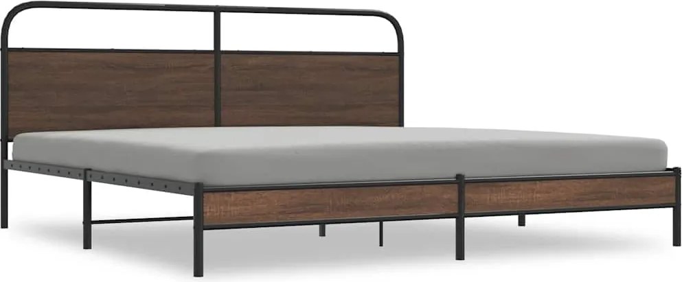 vidaXL barna tölgy színű fém ágykeret matrac nélkül 193 x 203 cm