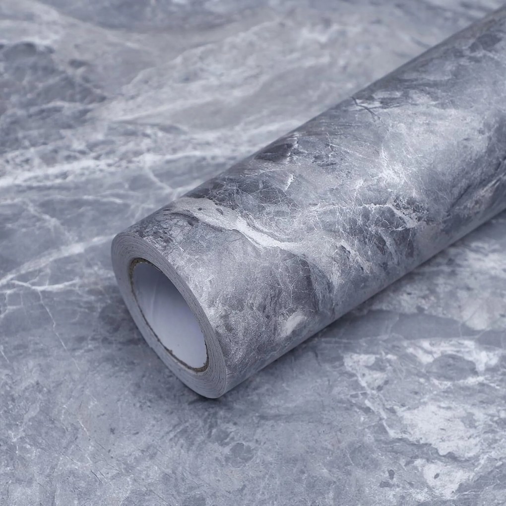 Öntapadós Tapéta Szürke Márvány 40x1000 Sötétszürke Gránit Hatás