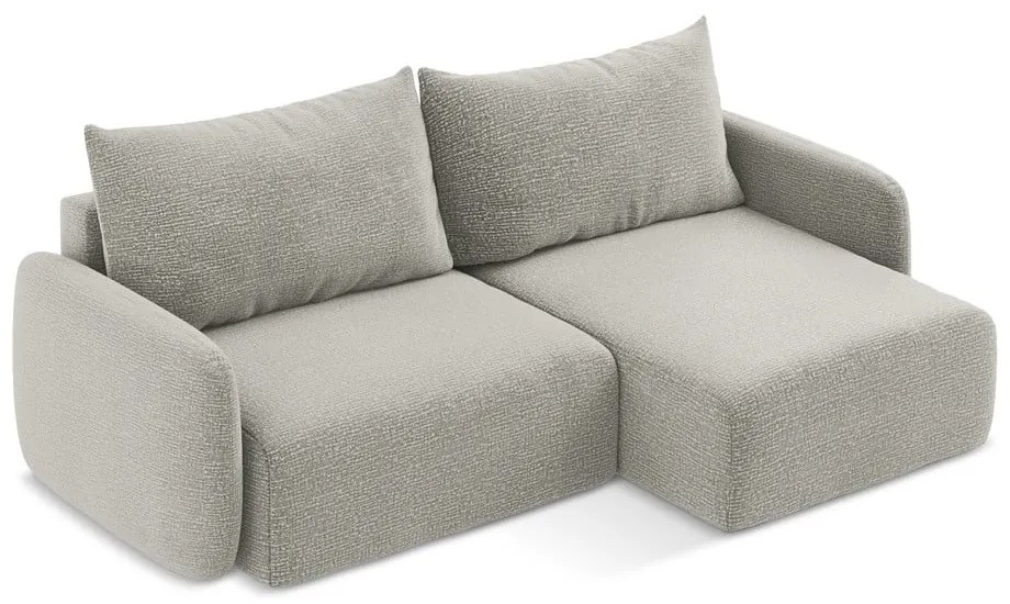 Világosszürke kinyitható-tárolóhelyes sarokkanapé (jobb oldali) Kalena – Makamii