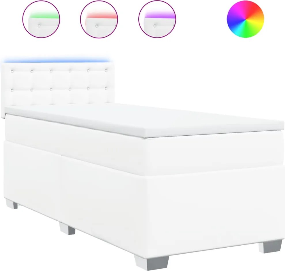 vidaXL fehér műbőr rugós ágy matraccal 90x190 cm