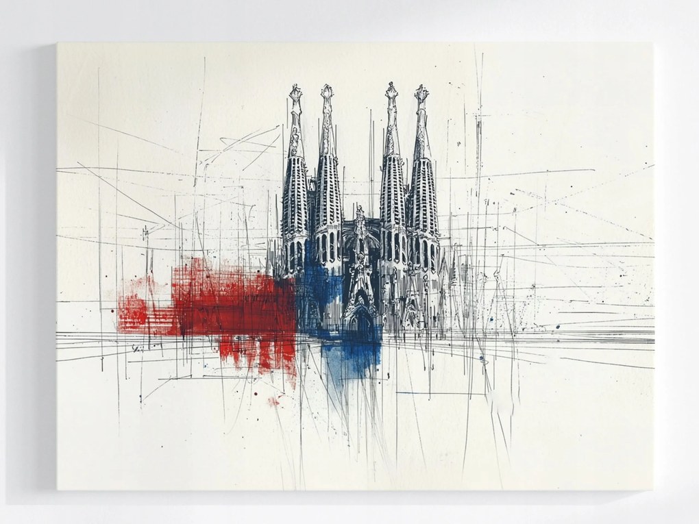 Poszter Barcelona Sagrada Familia Katedrális Vázlat 100x75