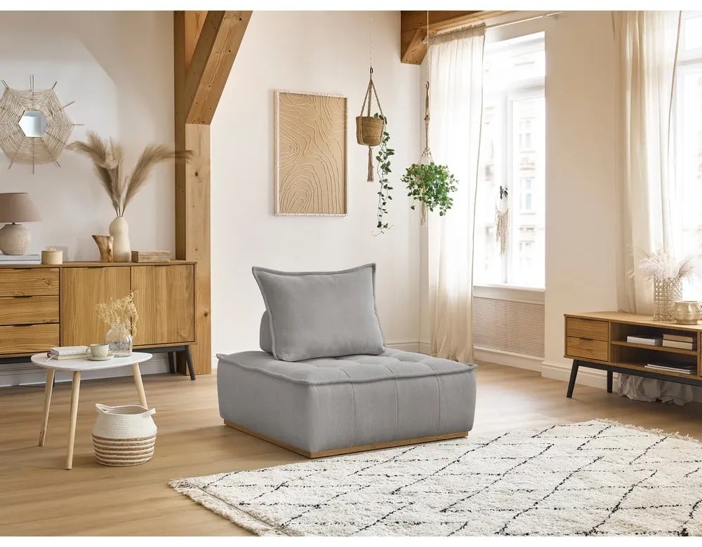 Világosszürke zsenília fotel Elisa – Bobochic Paris