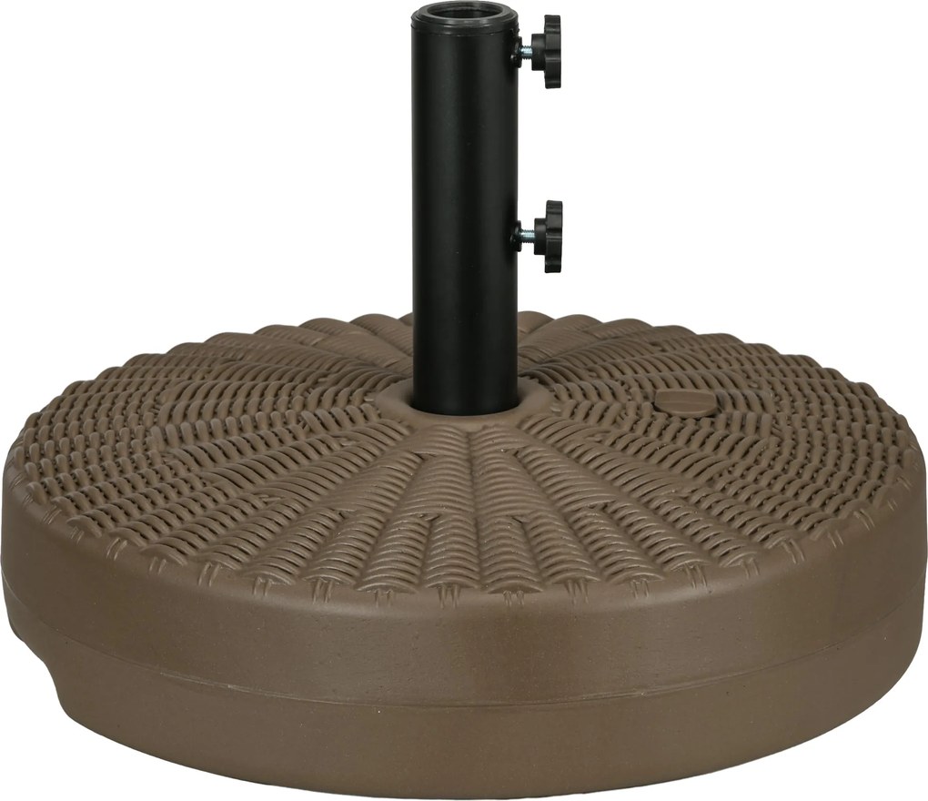 Outsunny Ernyőtalp Beépített Fogantyúkkal, HDPE és Acél Ernyőtartó Oldalsó Kifolyóval, Ø38/48 mm Ernyőoszlopokhoz, Ø51x36 cm, Barna és Fekete | Aosom