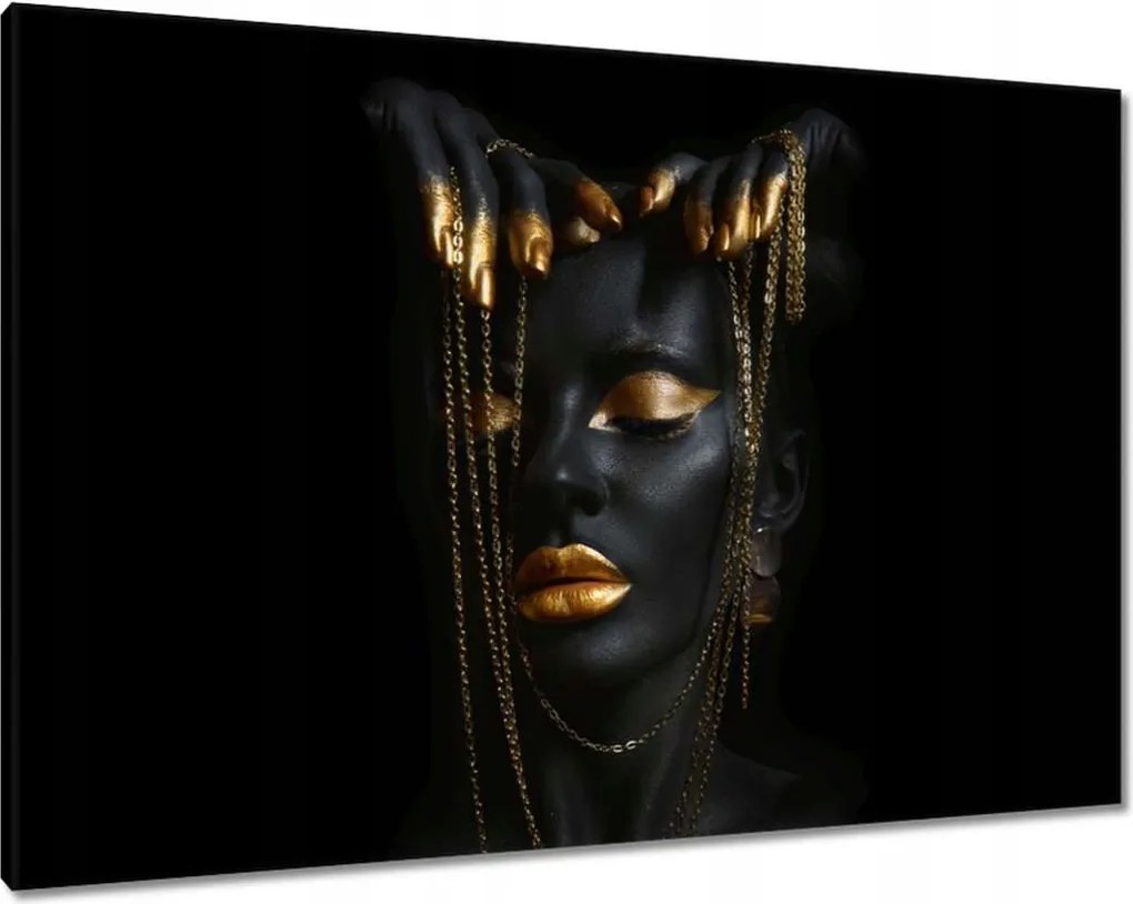 Vászonkép 100x70 Arany ékszerek az arcon