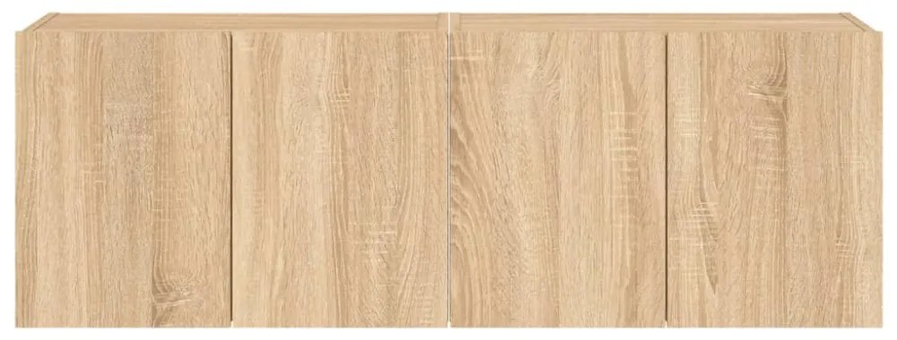 2 db sonoma tölgy színű fali TV-szekrény LED-del 60x35x41 cm