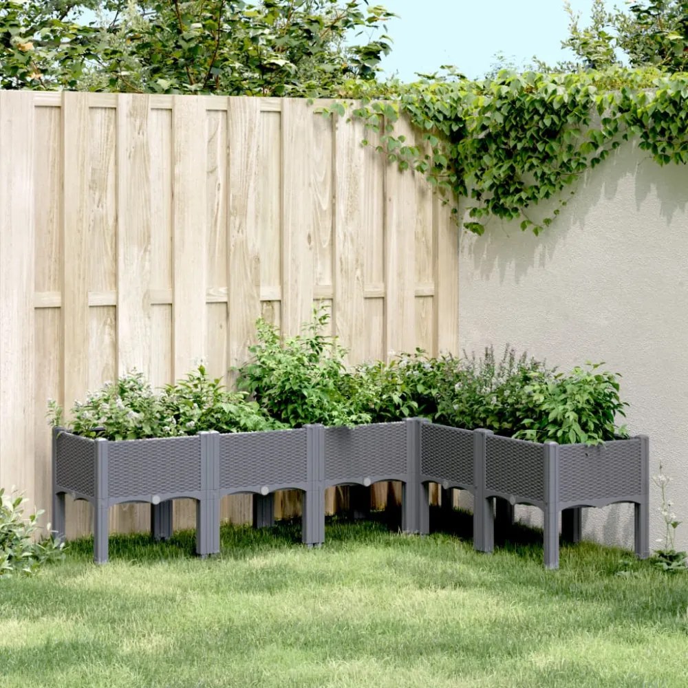 vidaXL kékszürke PP rácsos kerti ültetőláda 160 x 120 x 42 cm