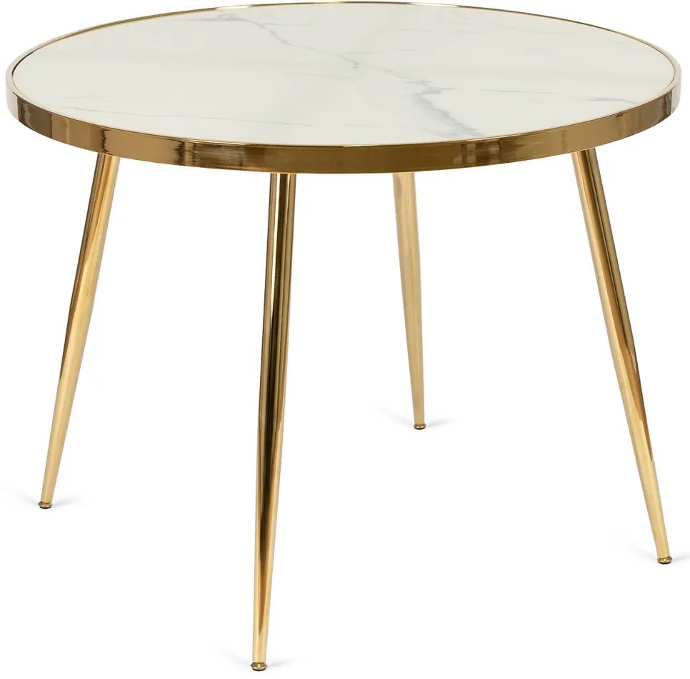 Fehér Márvány/Arany Színű Étkezőasztal. TINGA 100 cm