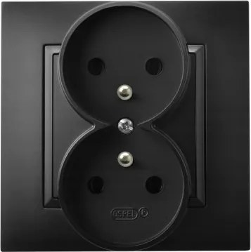 Aria Dupla aljzat tűvel fekete GP-2UZ/33 Ospel