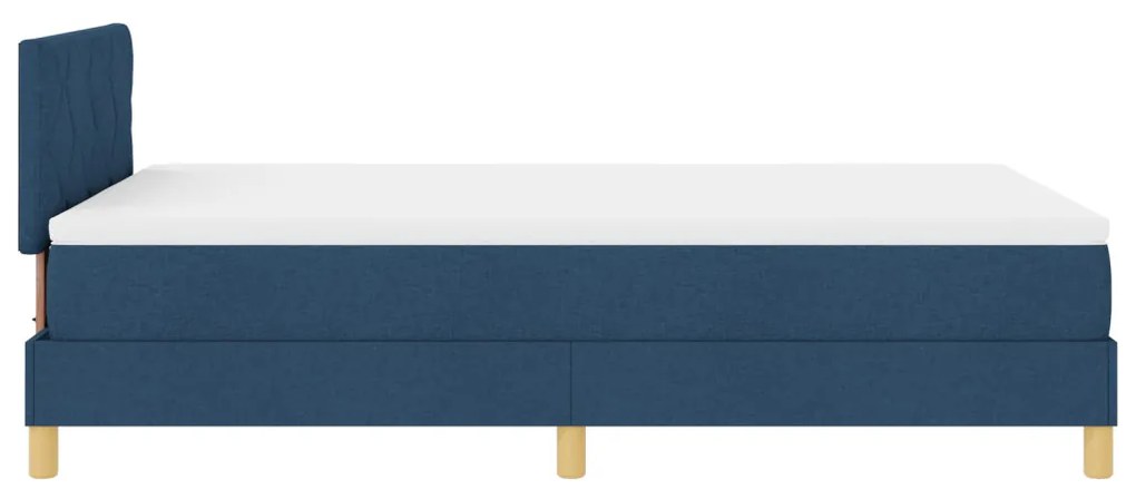 Box Spring Ágy Matraccal és LED Éjféli Kék 120x200 cm szövet