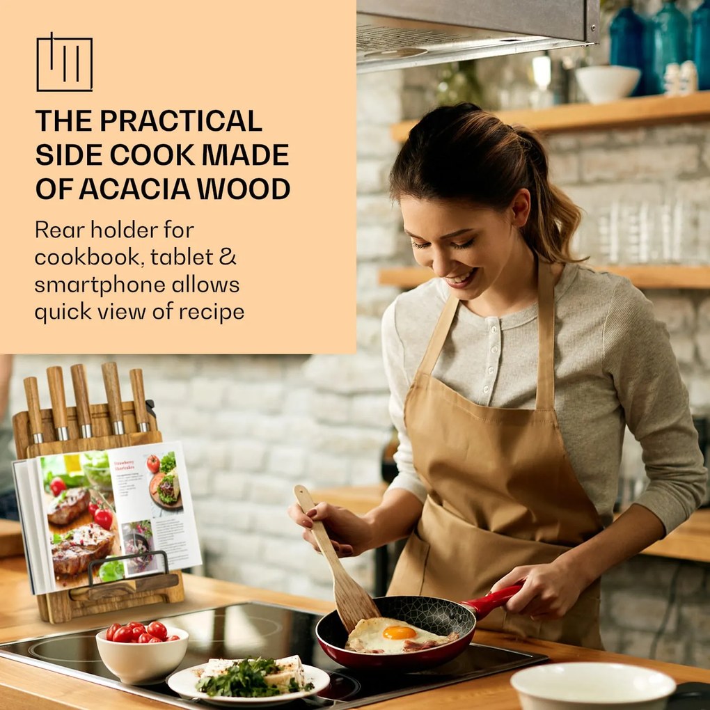 Klarstein Komaki, késkészlet, 8 darabos, 5 kés, 3 vágódeszka, tartó kések élezéséhez