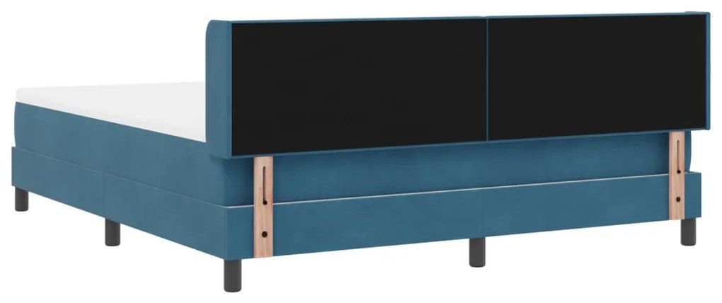 Boxspring Ágy Mattal Sötétkék 180x200 cm Bársonyos