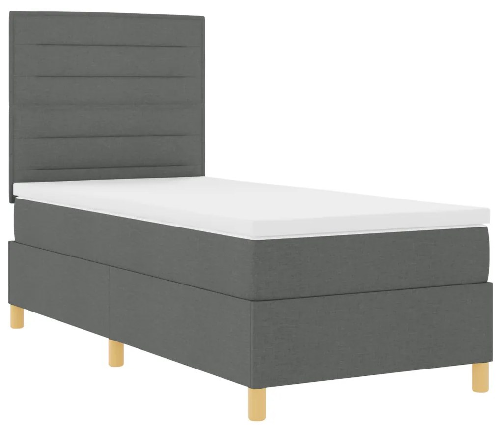 Boxspring ágy matraccal sötétszürke 100x200 cm textil