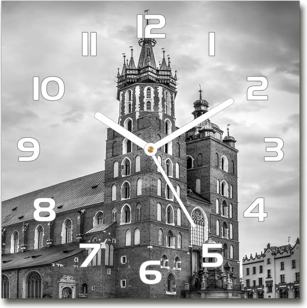 Csendes üveg falióra Krakkó Lengyel 30x30 cm