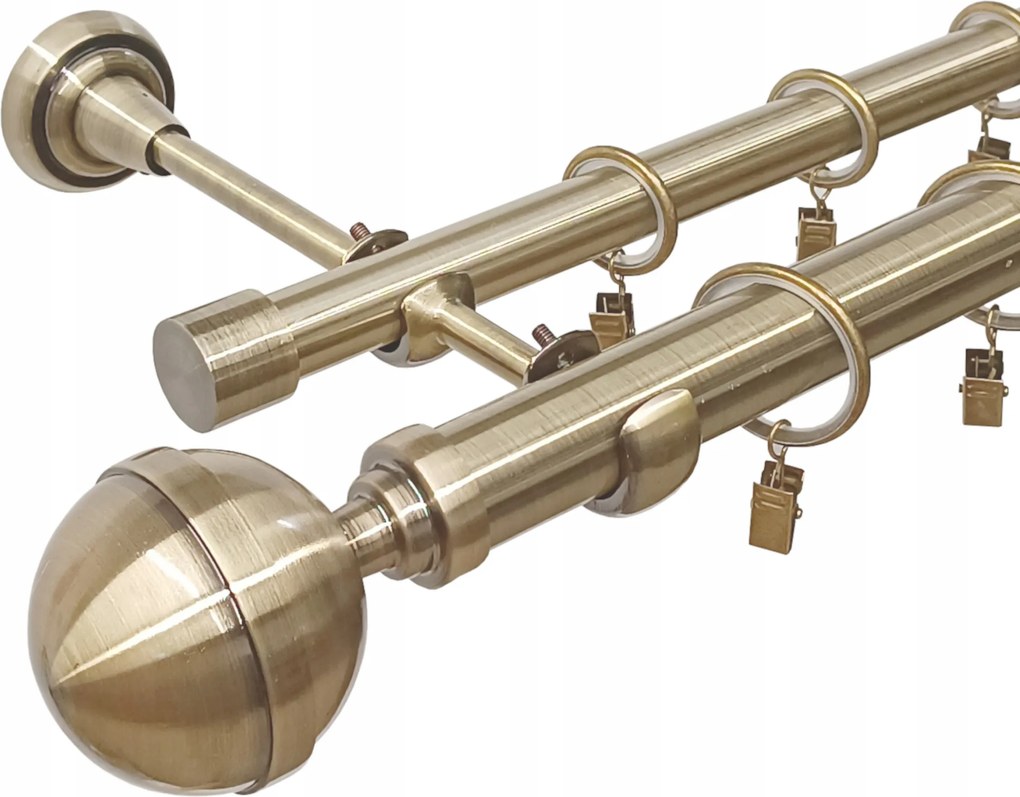 Függönykarnis Dupla Fém arany színű antik mix végek 25+19 mm 400 cm