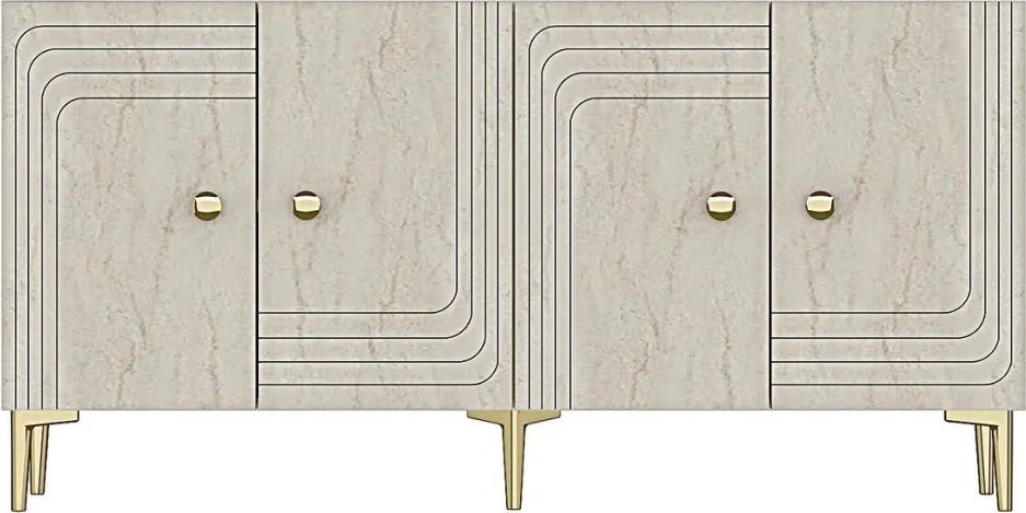 Lessi komód, fehér-travertin, 150 cm – TR555CHM1583