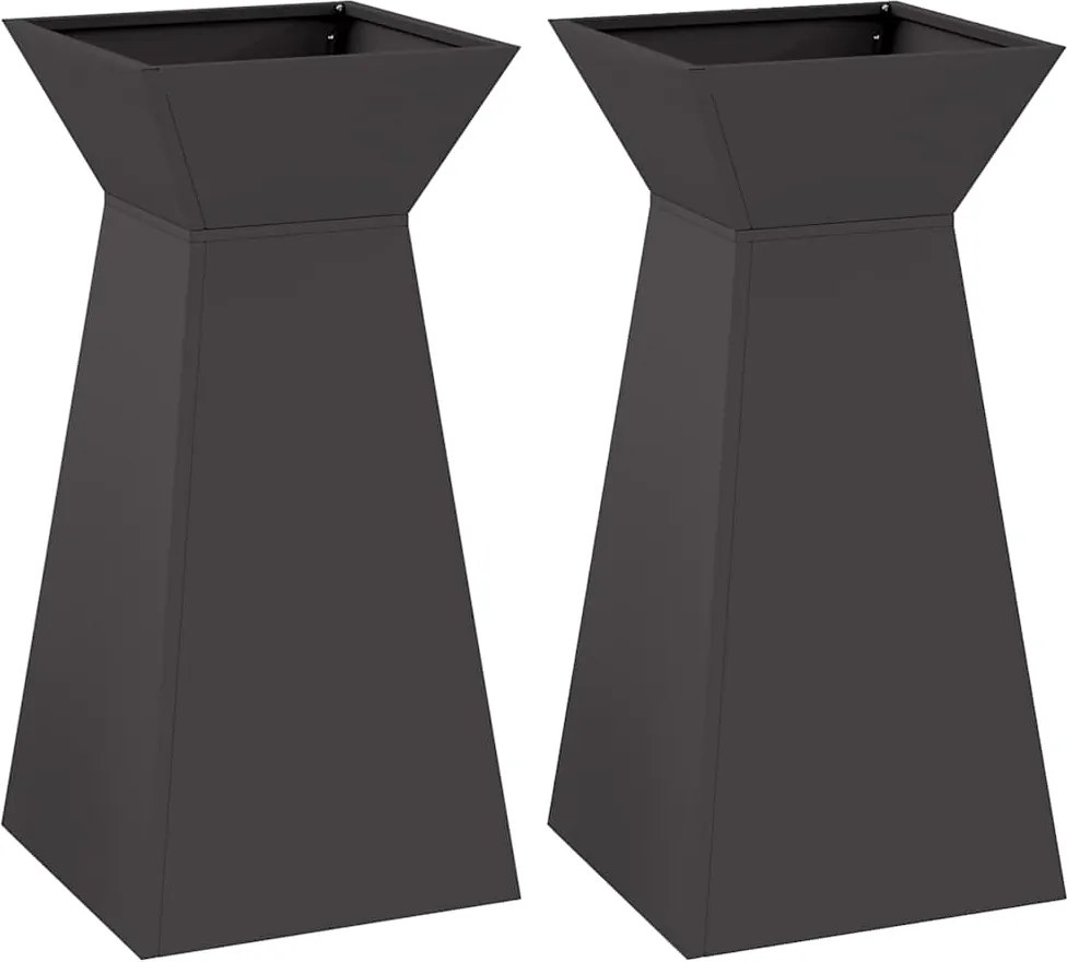 vidaXL Pillér Ültető 2 pcs Fekete 35 x 35 x 73 cm