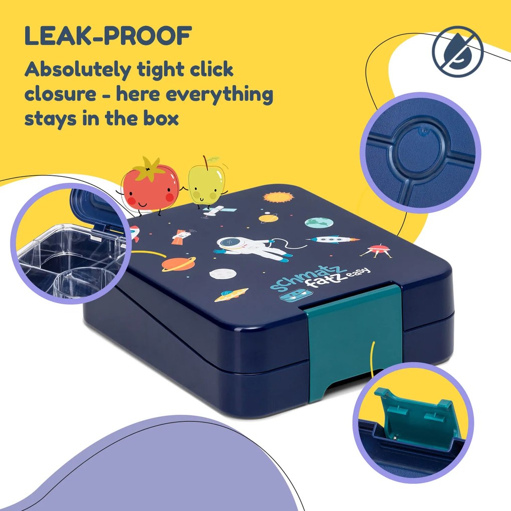 Klarstein Schmatzfatz easy, tízórais doboz, 4 rekesz, 18 x 15 x 5 cm