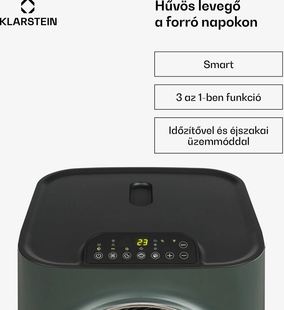 Klarstein Kraftwerk Smart 12K, mobil klíma, 12 000 BTU, irányítás alkalmazás által, antracit