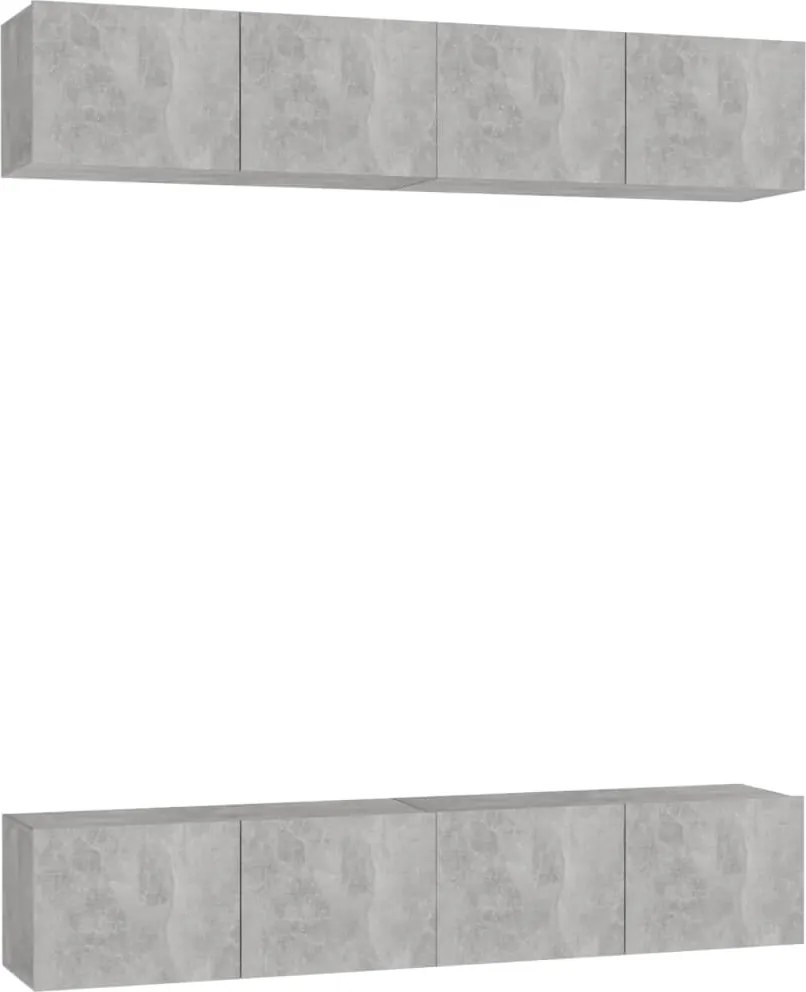 vidaXL 4 db betonszürke szerelt fa TV-szekrény 80 x 30 x 30 cm