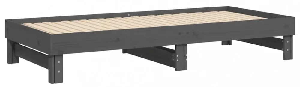 szürke tömör fenyőfa kihúzható kanapéágy 2x(80x200) cm