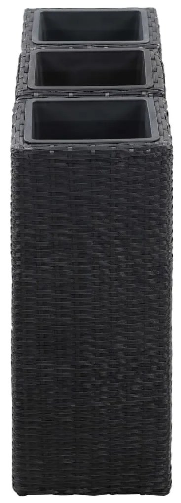 3 db fekete polyrattan kerti magaságyás