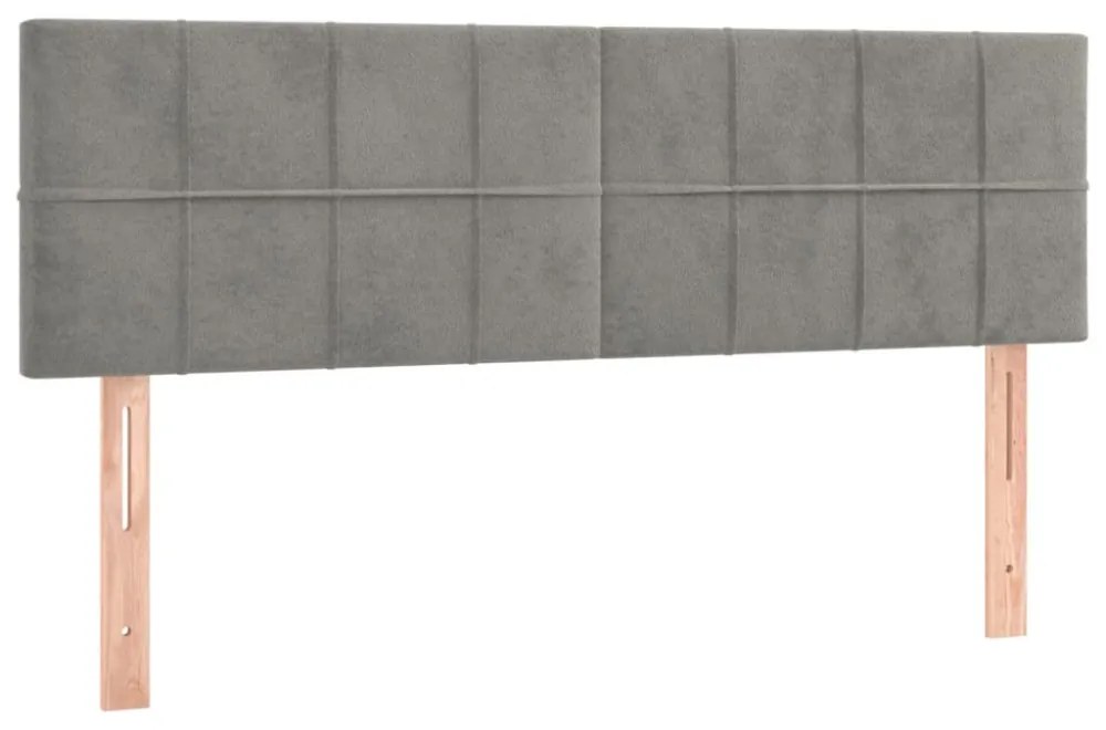 világosszürke bársony rugós ágy matraccal 140x200 cm