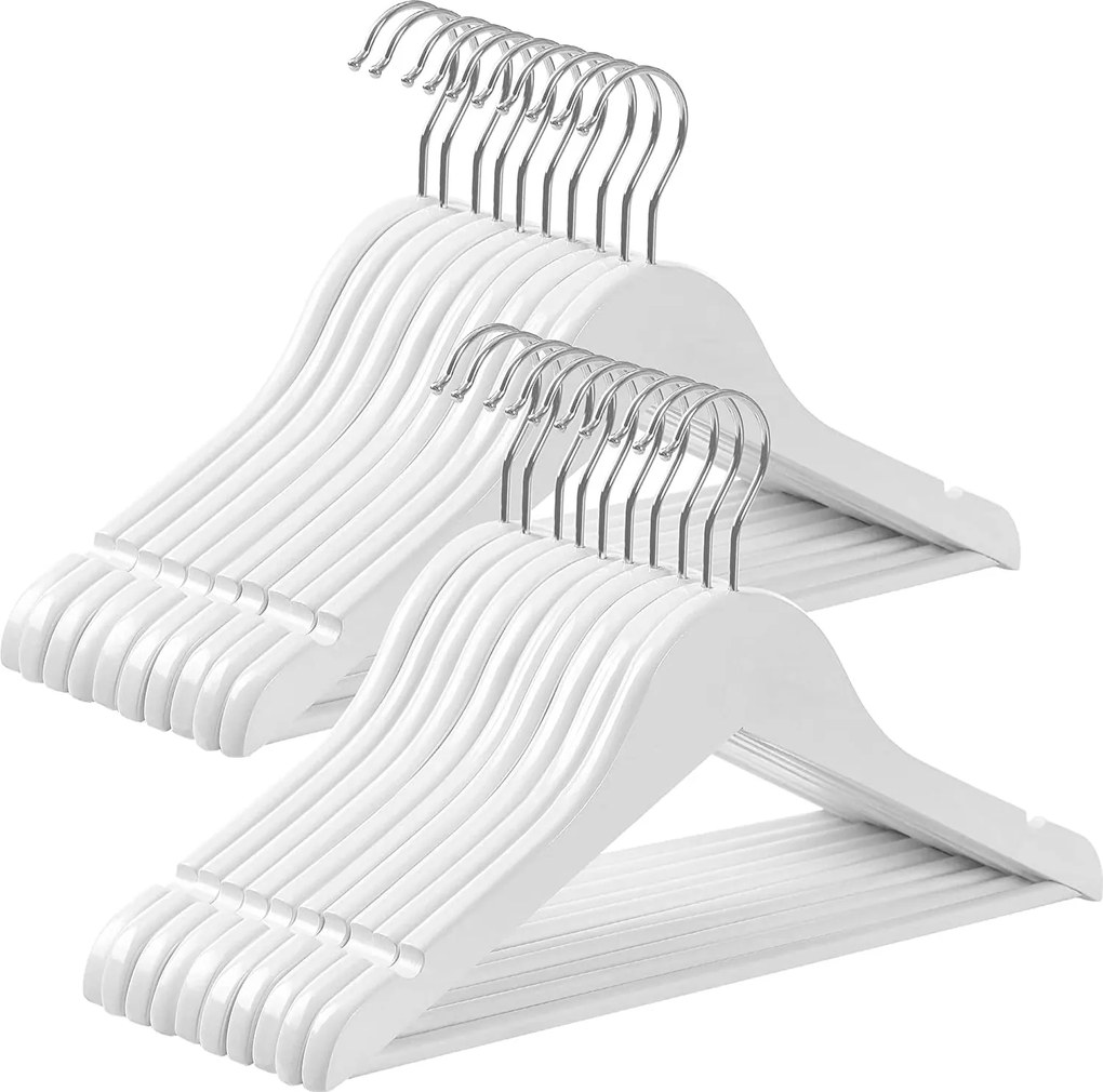 Kis méretű vállfa 35 cm, gyermek ruhaakasztók, 20 db-os csomag, fehér