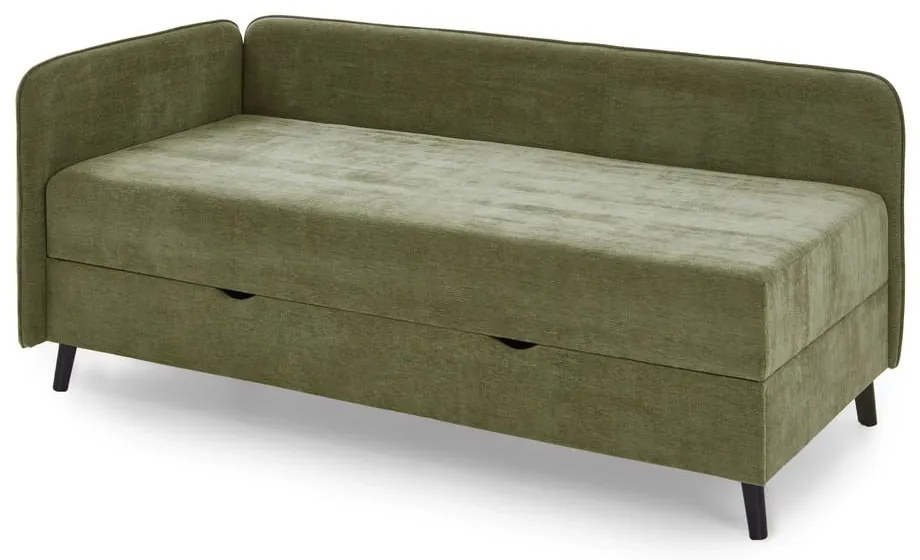 Zöld kárpitozott ágyneműtartós egyszemélyes ágy 120x200 cm Kiruna – Meise Möbel
