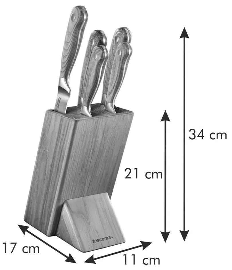 Kés készlet tartóval 5 db-os Feelwood – Tescoma