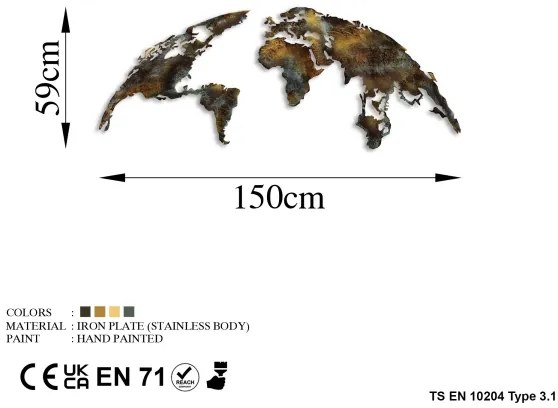 Fali dekoráció 2 db 150x59 cm bolygó fém