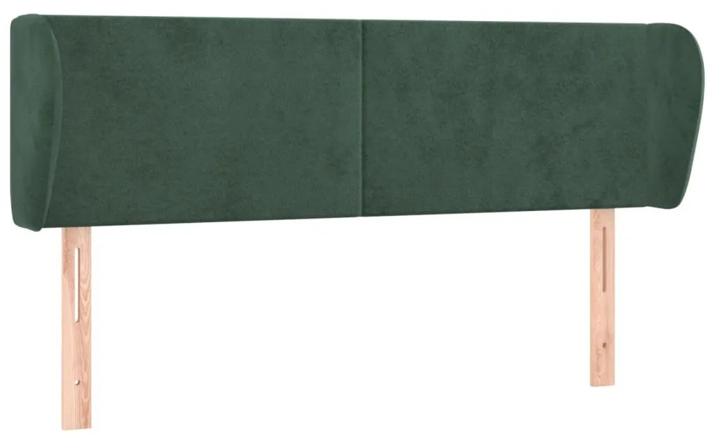 sötétzöld bársony fejtámla szárnyakkal 147x23x78/88 cm
