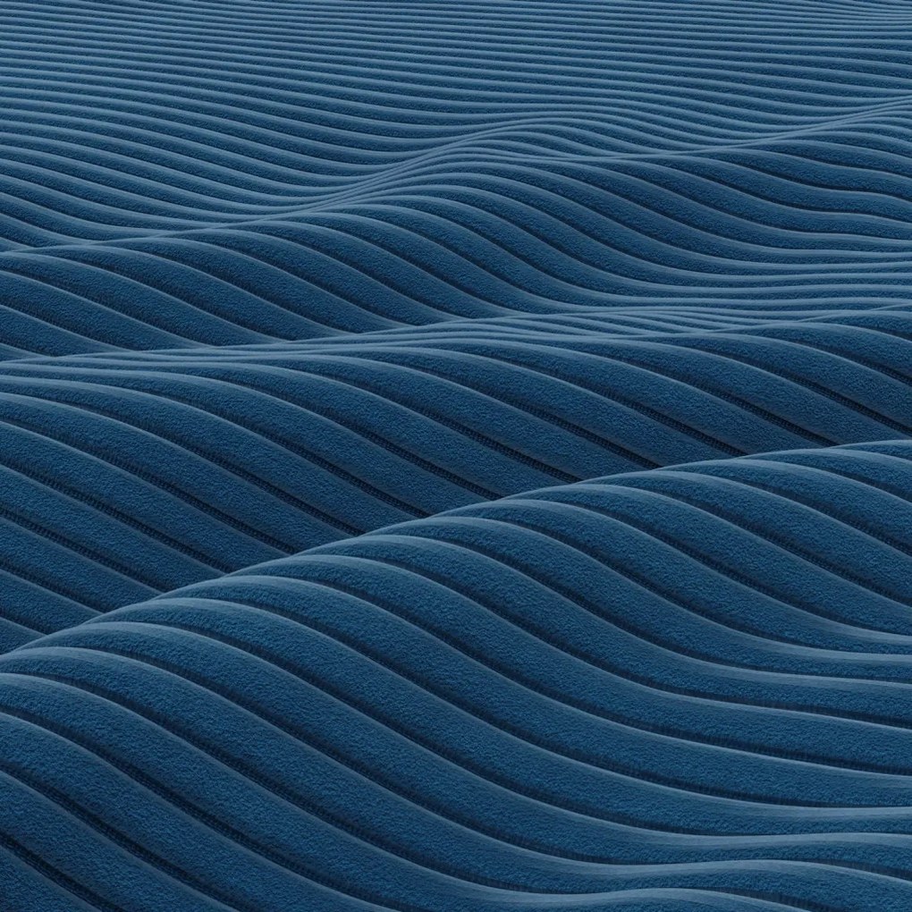 Tokio U sarokkanapé, 3 ágyneműtartóval, kordbársony, baloldali, kék