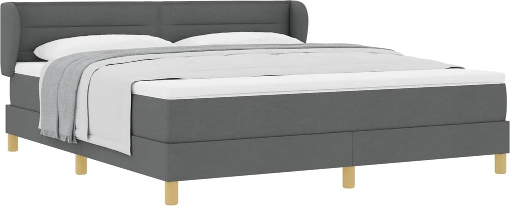 vidaXL Boxrugós ágy matracmal Sötétszürke 180 x 200 cm szövet