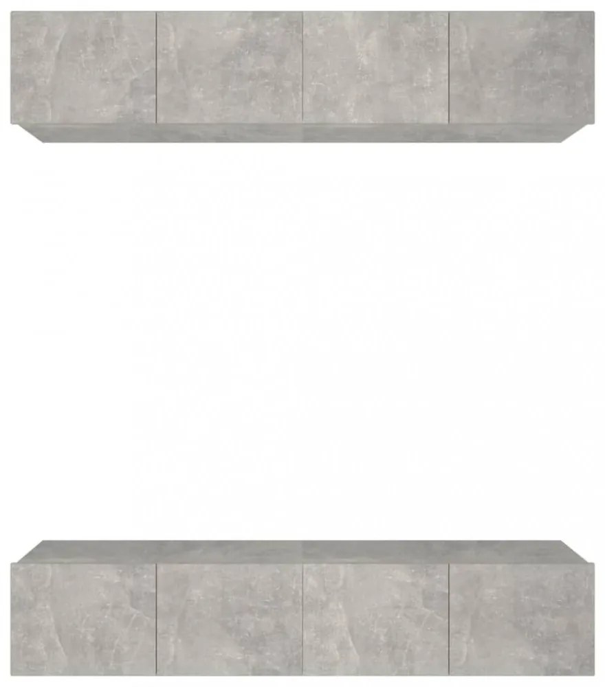 vidaXL4 db betonszürke szerelt fa fali TV-szekrény 80 x 30 x 30 cm
