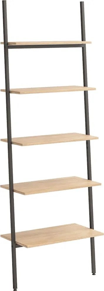 vidaXL 5 szintes világosbarna és fekete létrapolc 64 x 34 x 185,5 cm