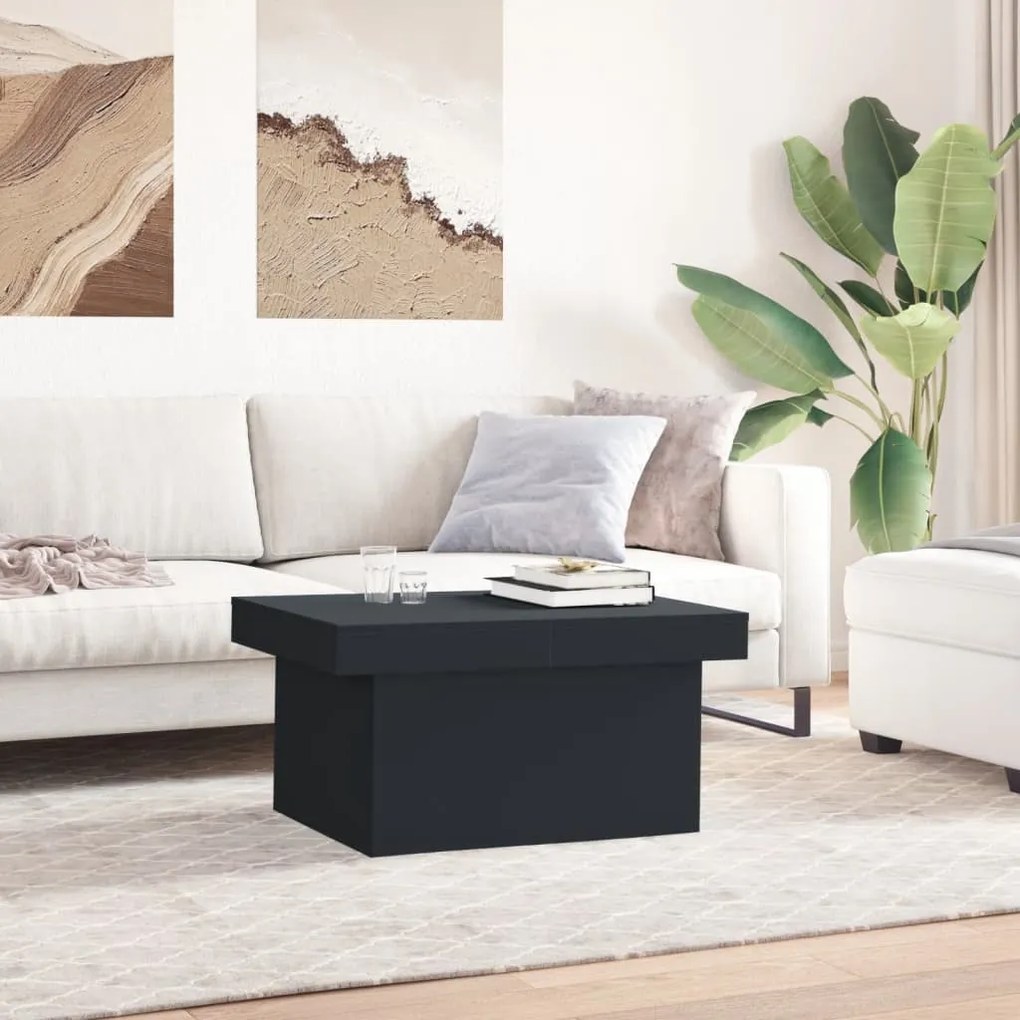 Fekete szerelt fa dohányzóasztal 80 x 55 x 40 cm