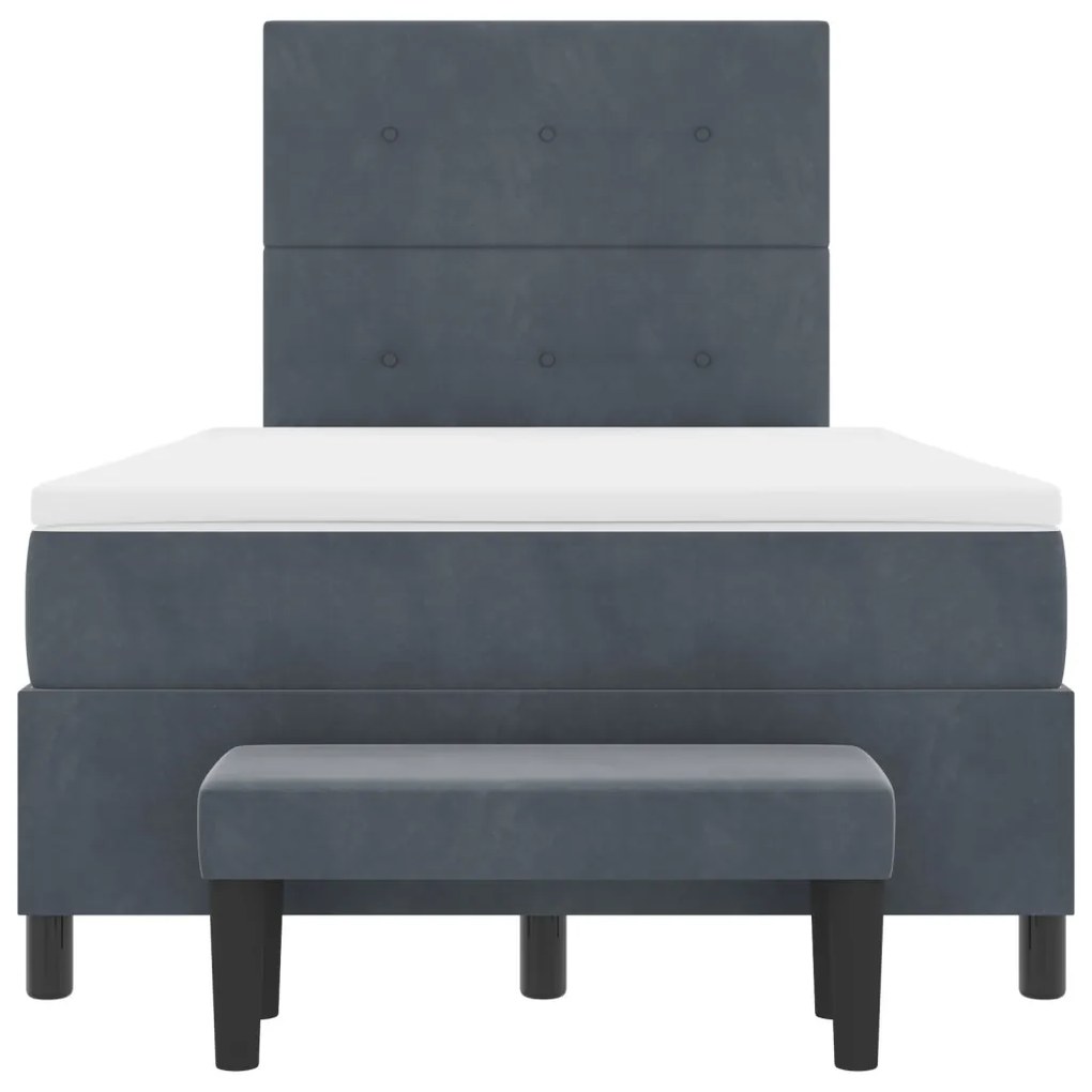 Box Spring Ágy Matraccal & Pad Sötétszürke 120x190 cm Bársony