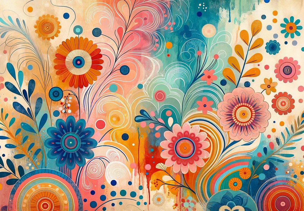 Fotótapéta - Színes vidám virágok (147x102 cm)
